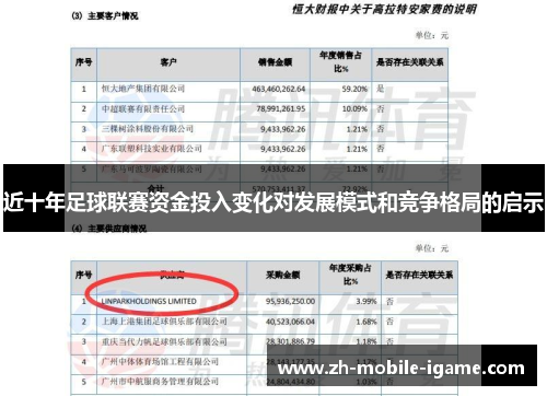 近十年足球联赛资金投入变化对发展模式和竞争格局的启示